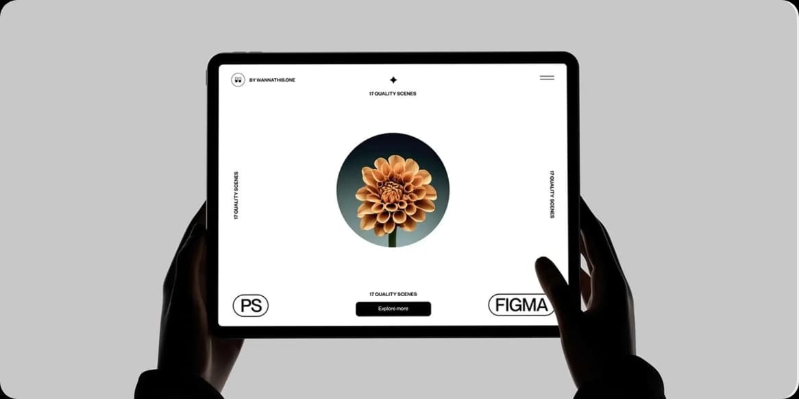 Brand identity system displayed on a tablet